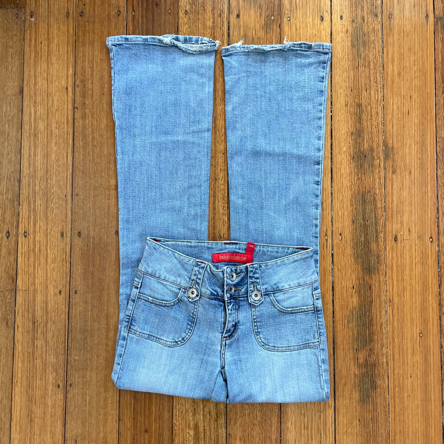 low rise bootcut leg jeans