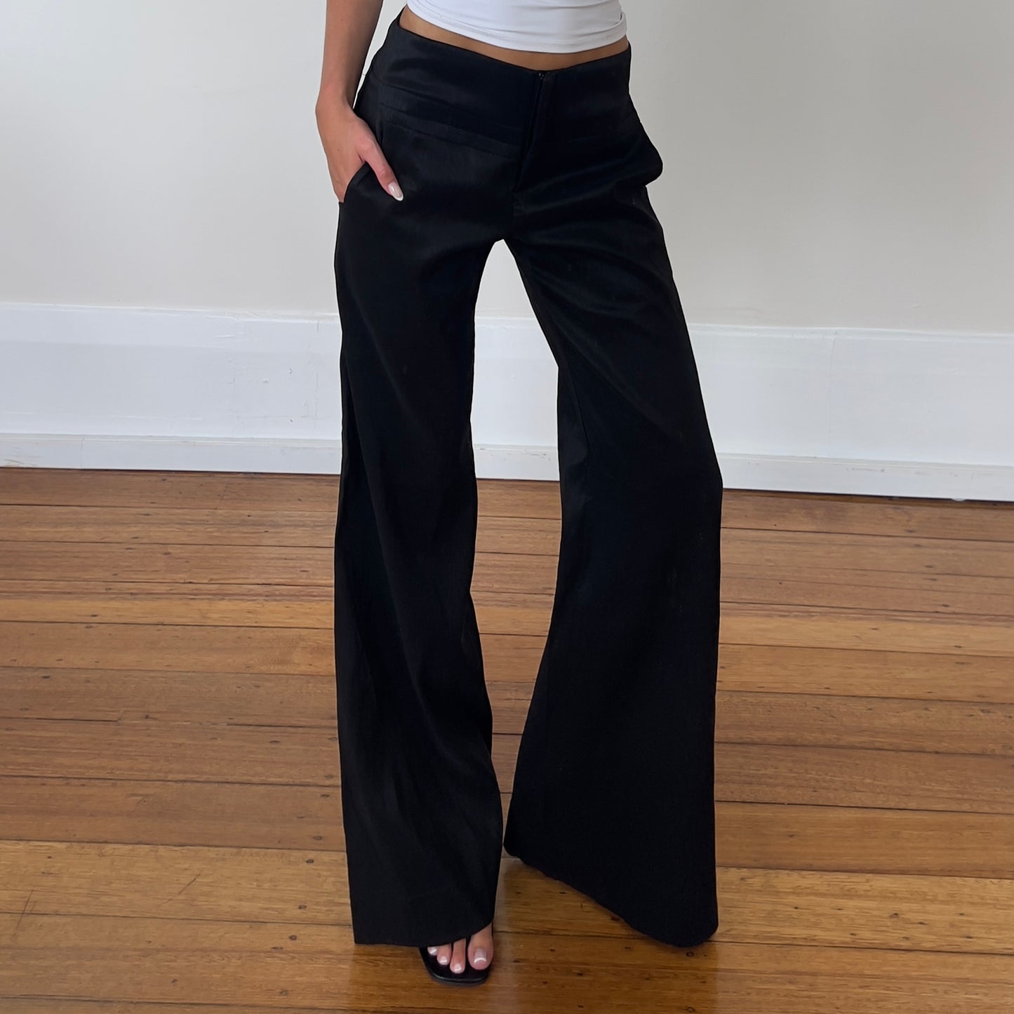 black wide leg trousers