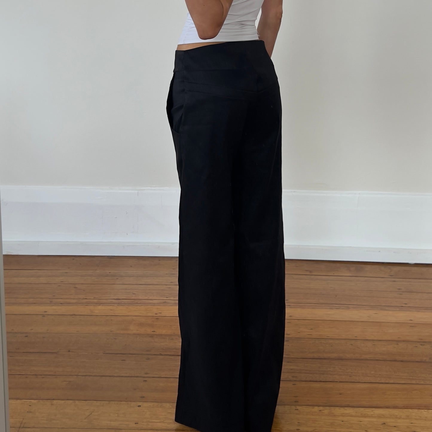 black wide leg trousers