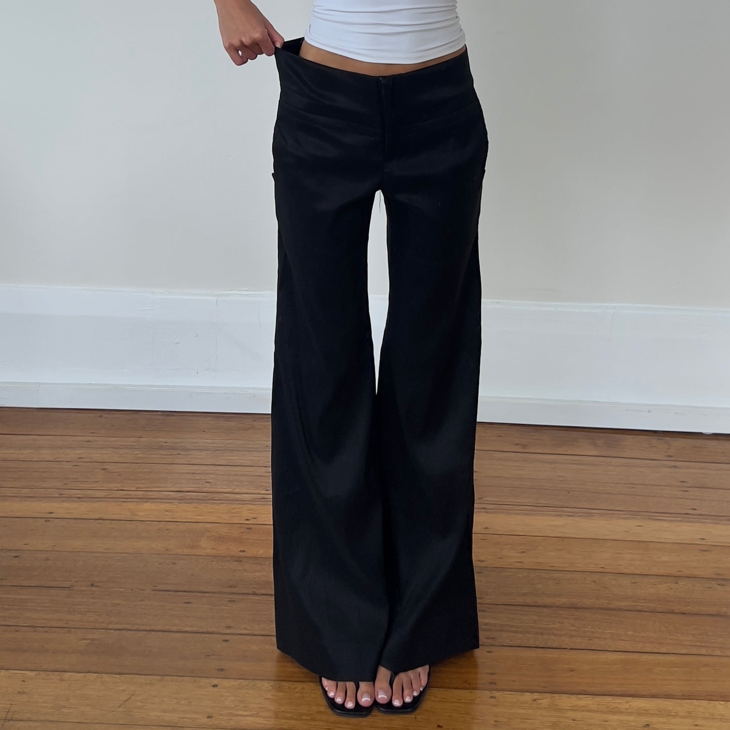 black wide leg trousers