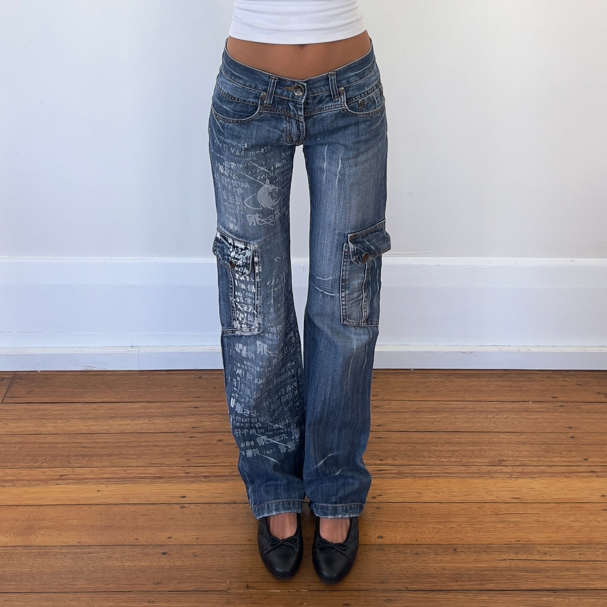 graphic cargo jeans