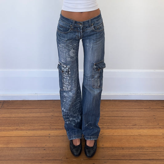 graphic cargo jeans