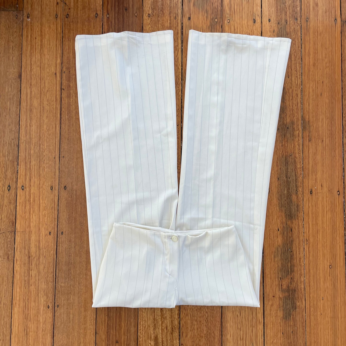 cream pinstripe trousers