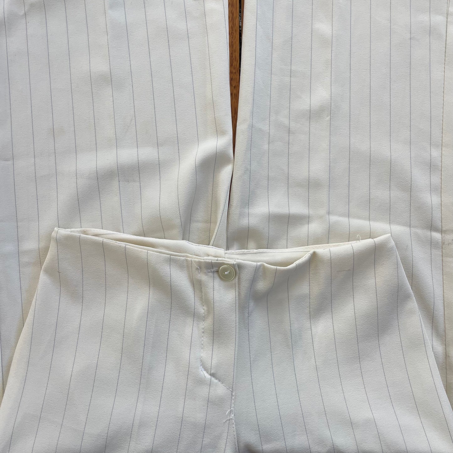 cream pinstripe trousers
