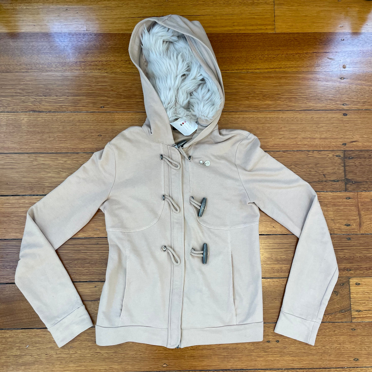 beige hooded jacket