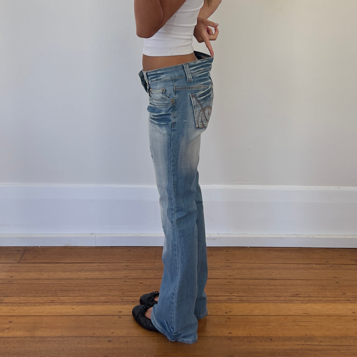low rise bootcut jeans