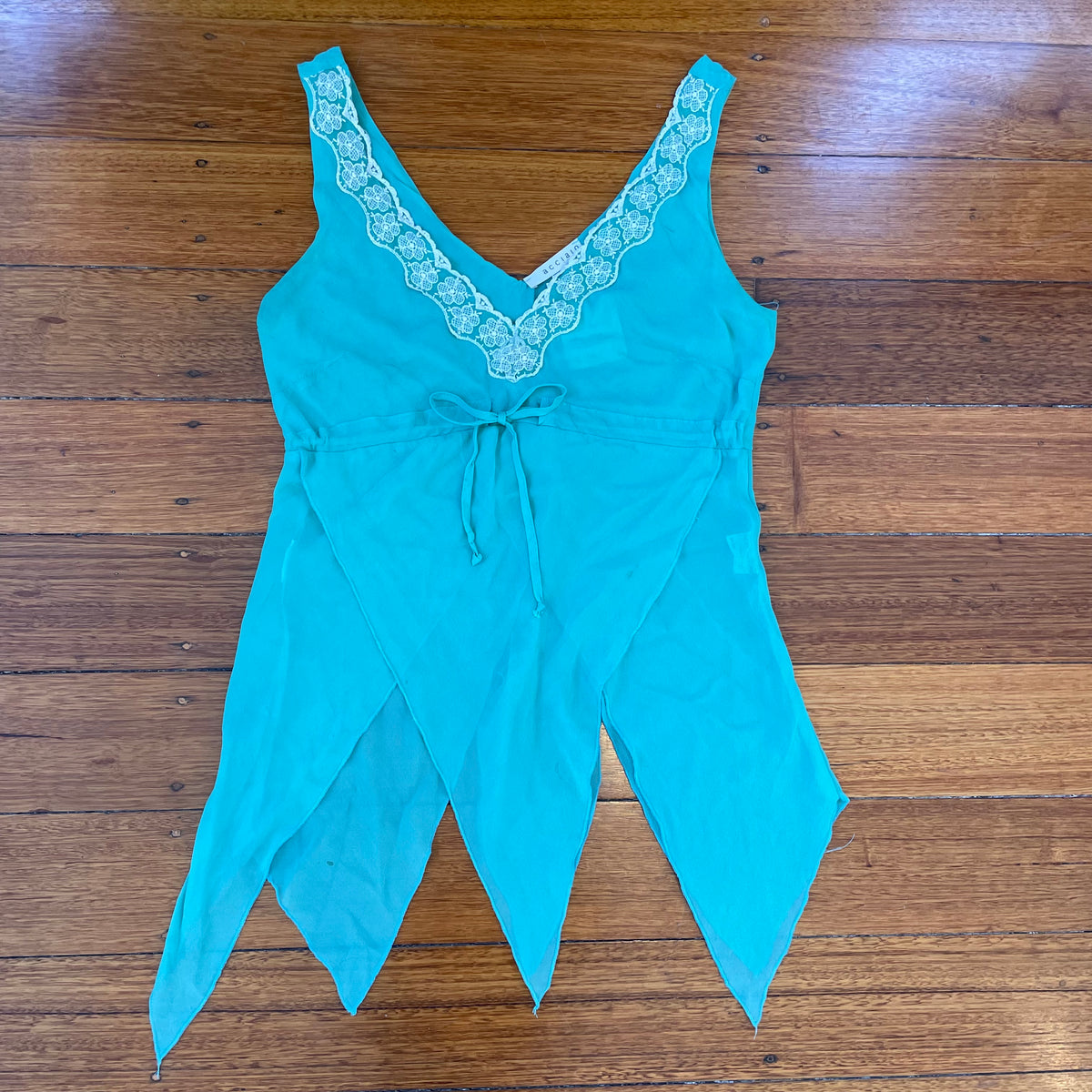 turquoise silk top