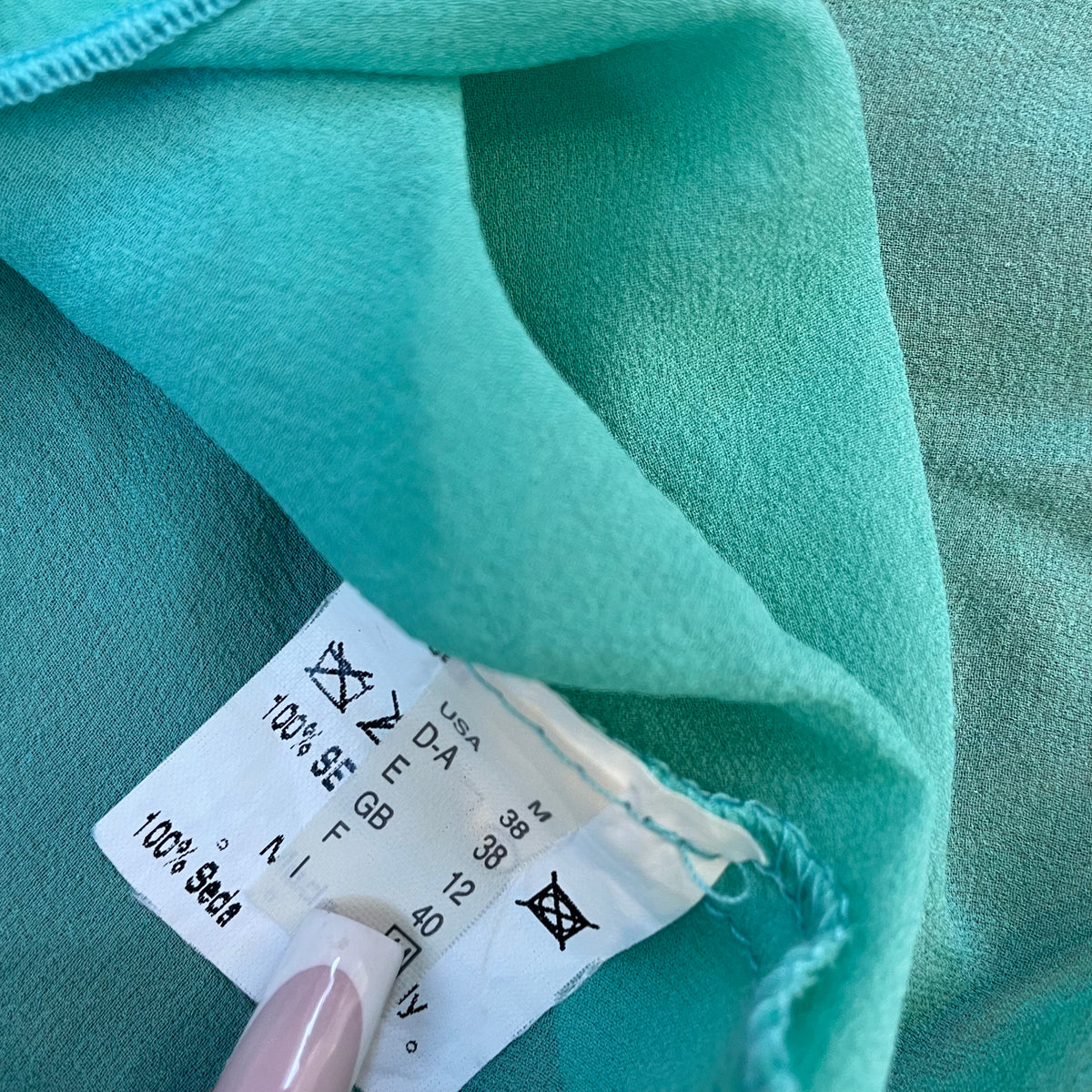 turquoise silk top