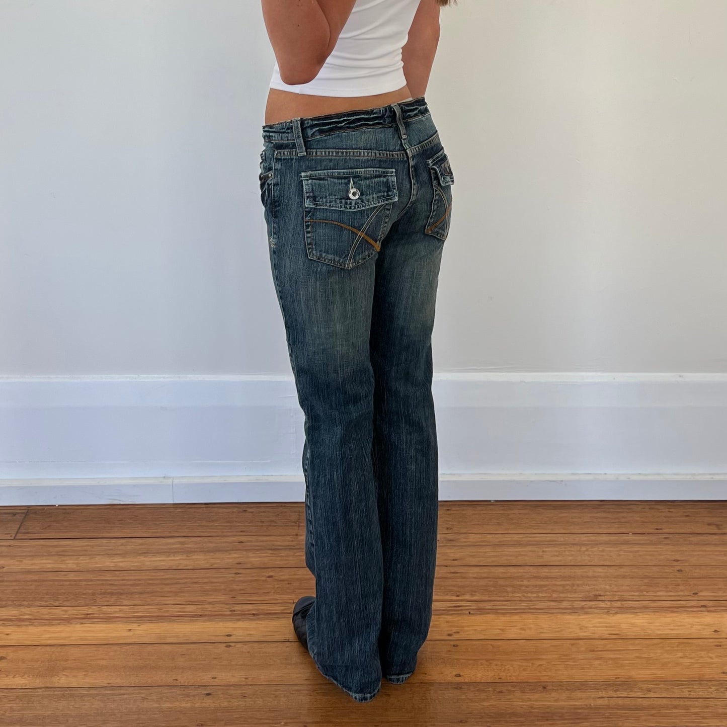 dark denim bootcut jeans