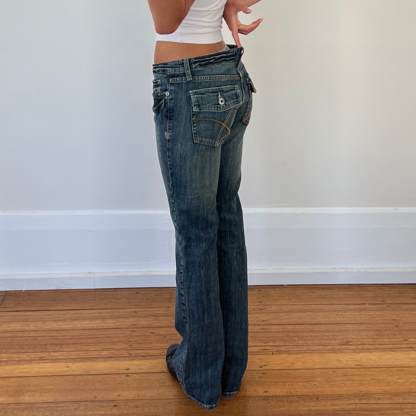 dark denim bootcut jeans