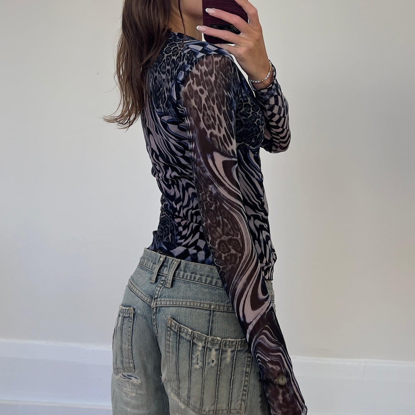 graphic mesh long sleeve