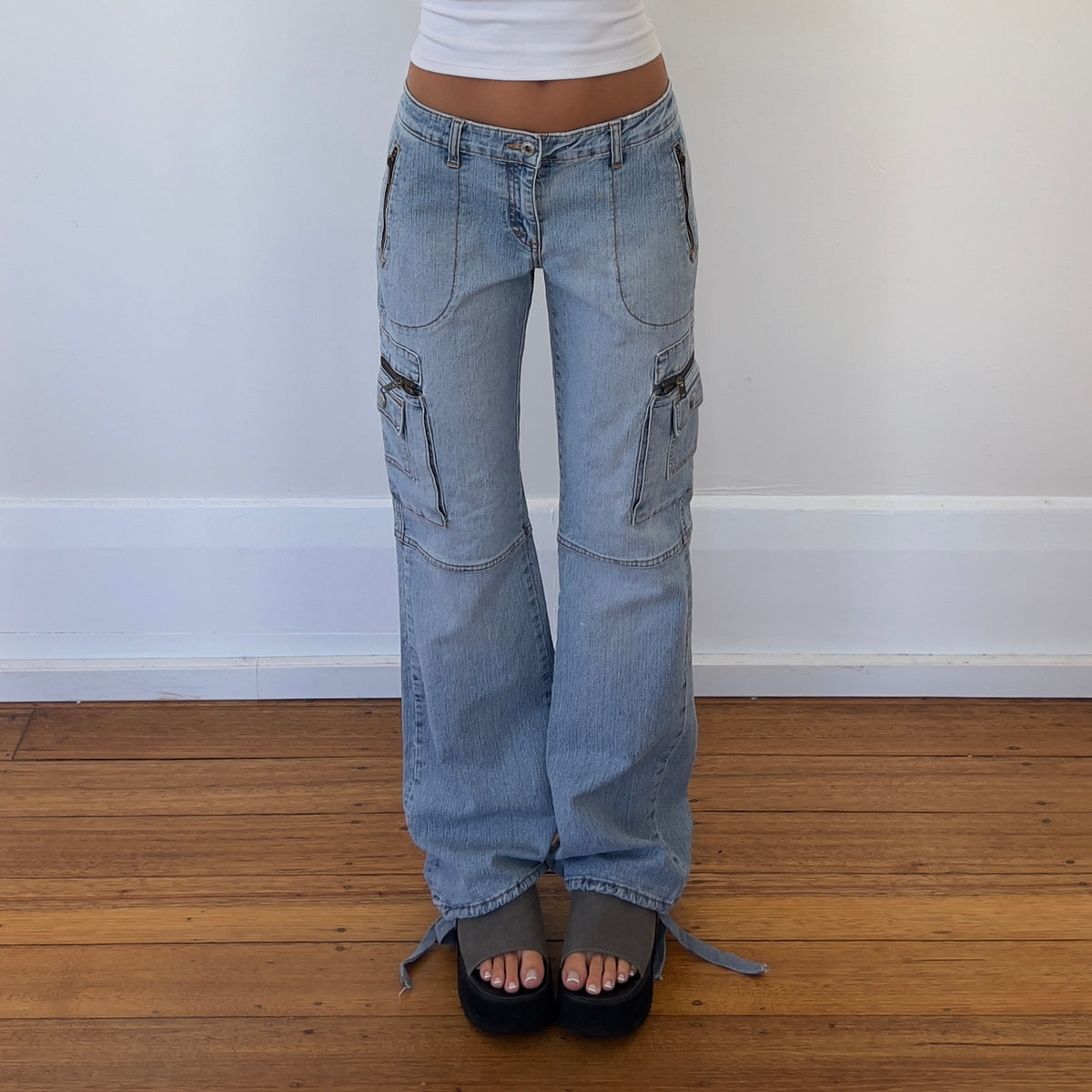 cargo style wide leg jeans