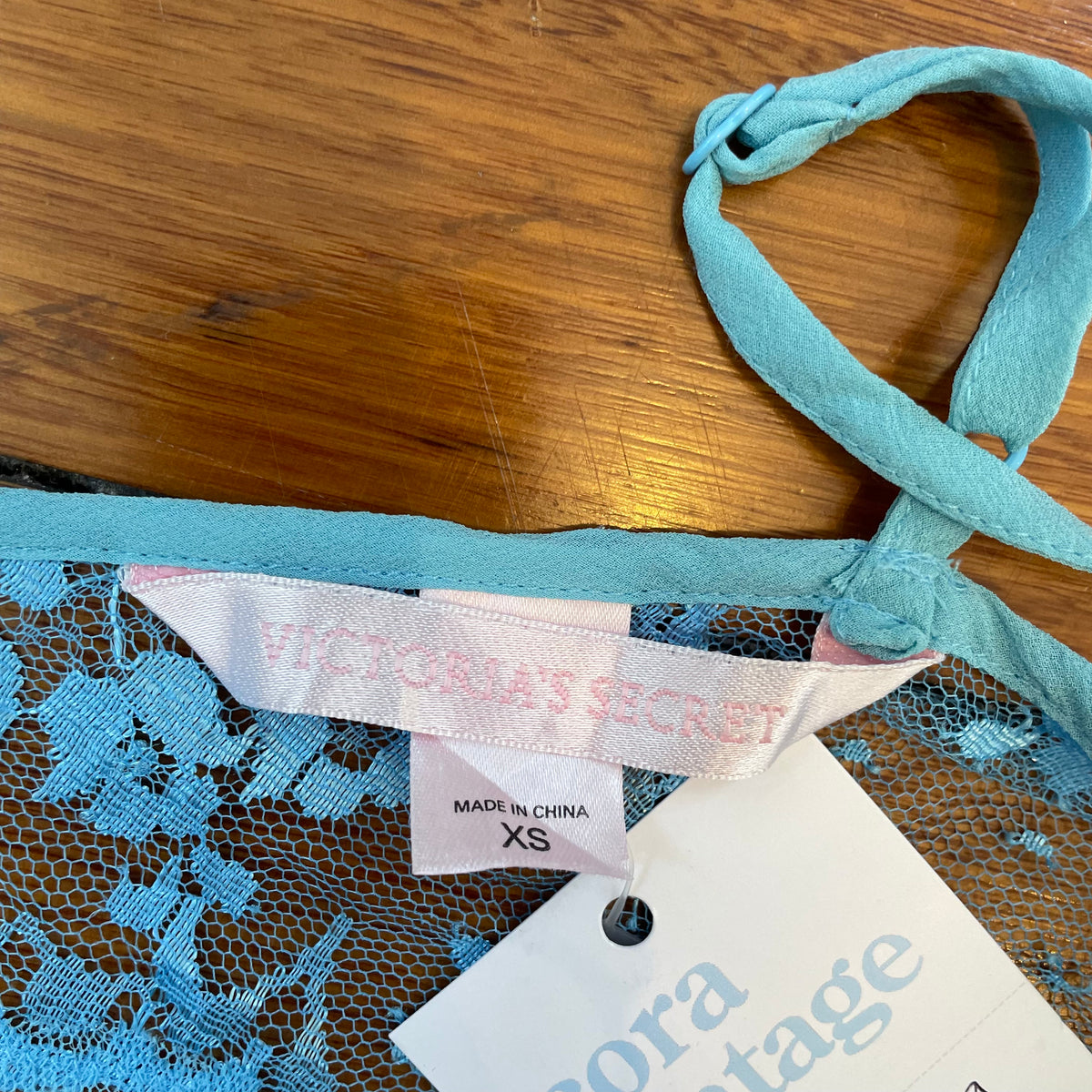 blue sheer lace silk cami