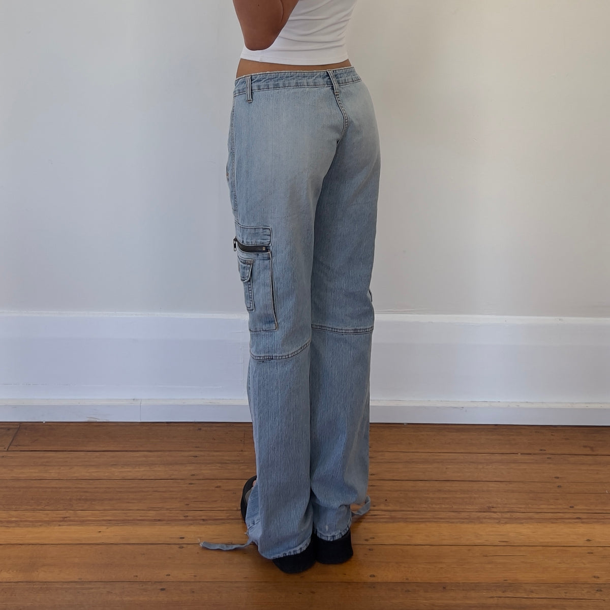 cargo style wide leg jeans