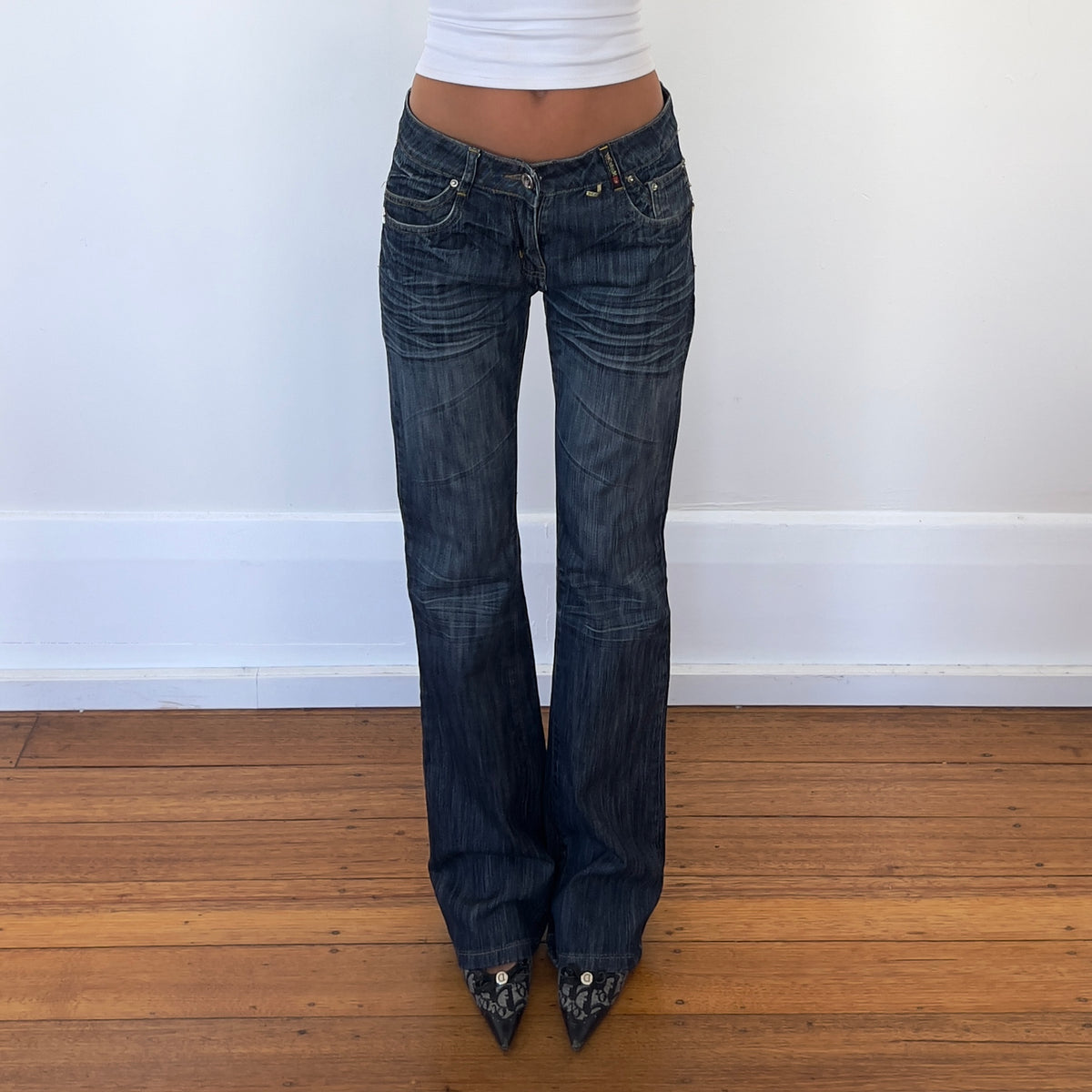 dark denim bootcut jeans