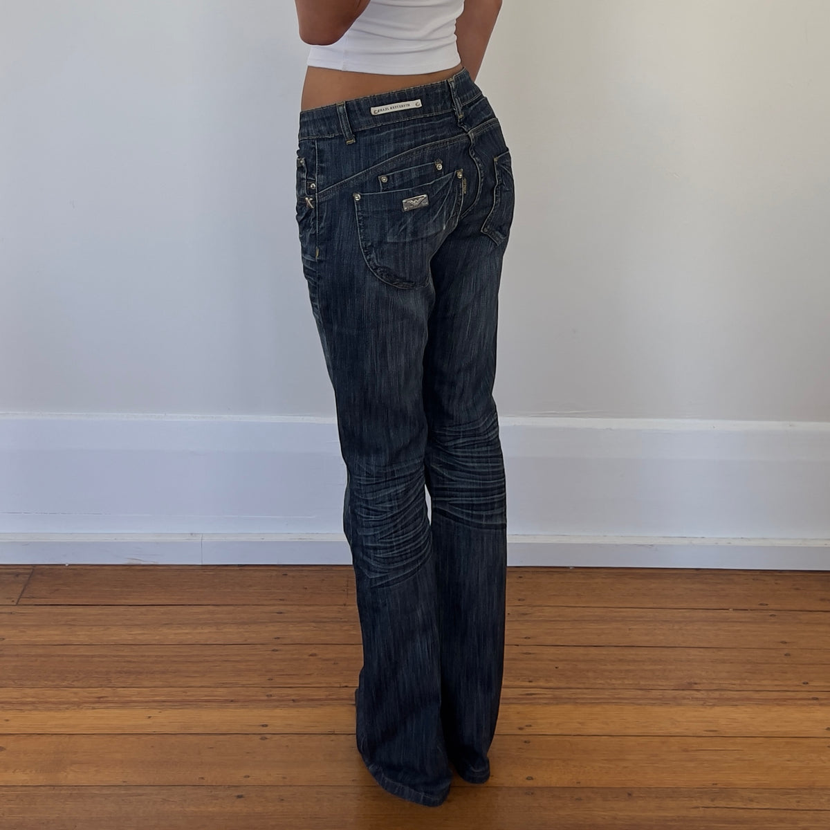 dark denim bootcut jeans