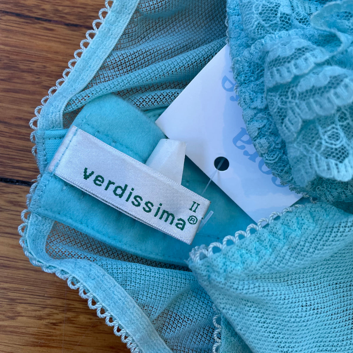 aqua ruffle mesh corset