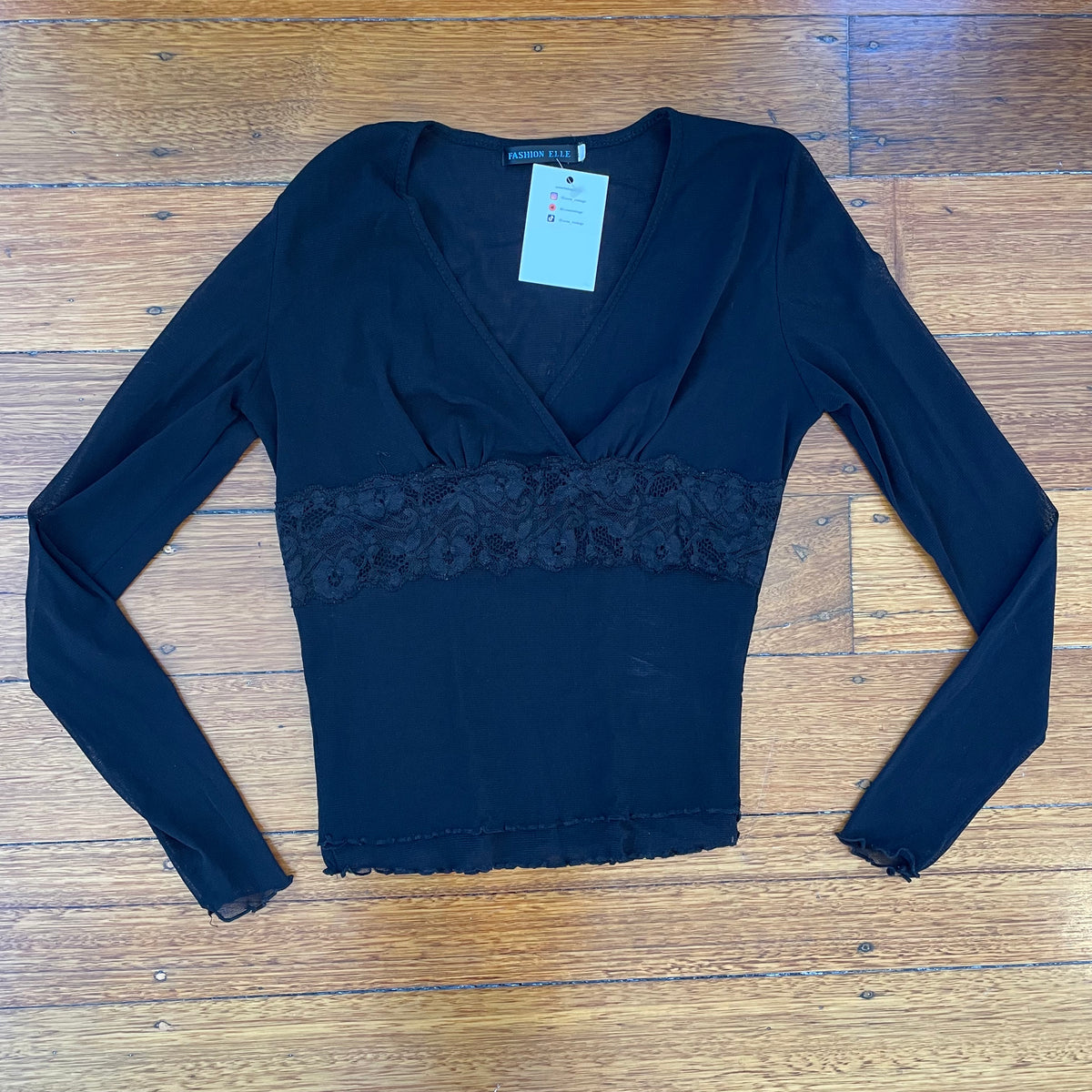 black mesh lace long sleeve