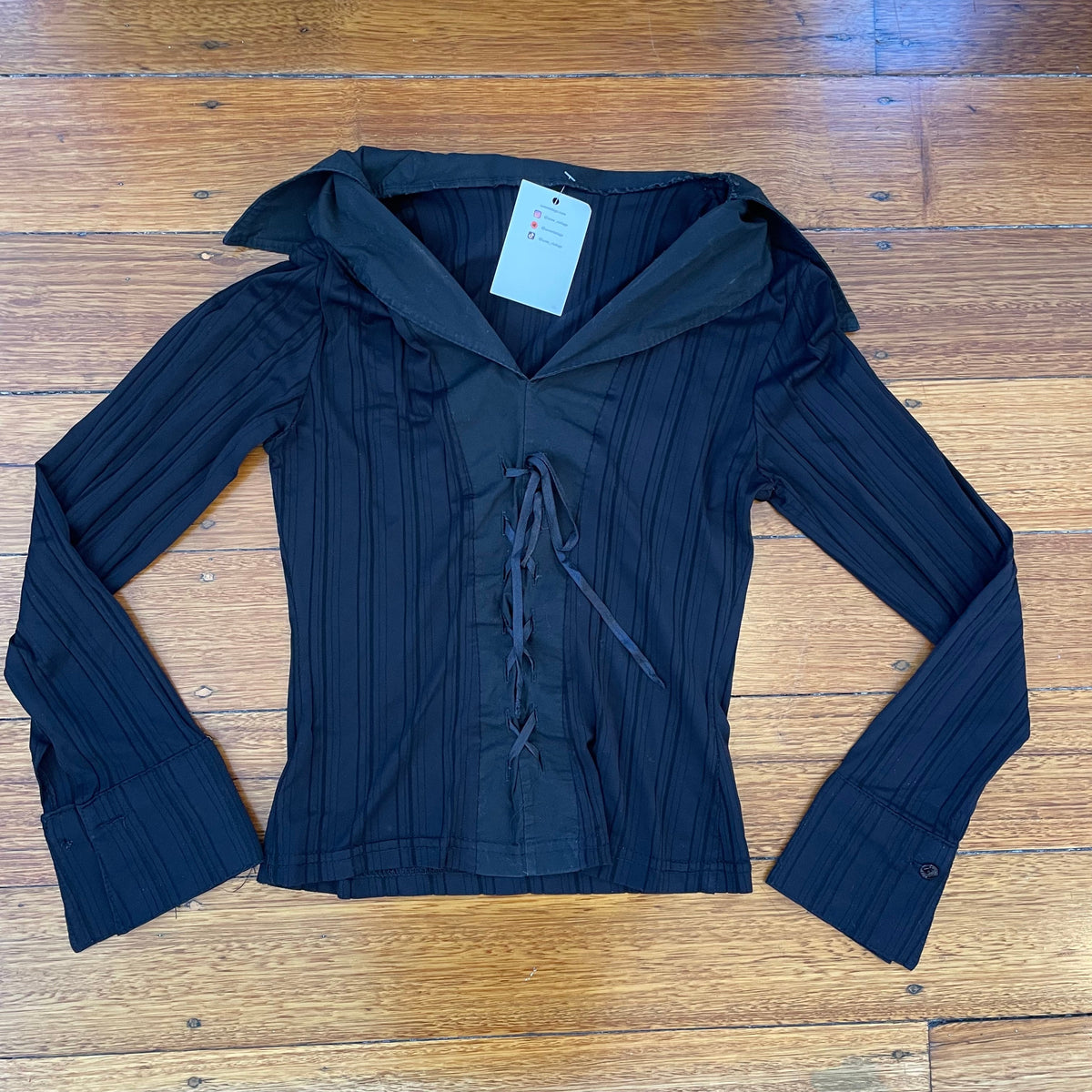black lace-up shirt