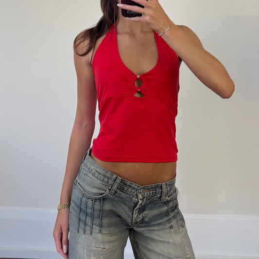 red ring halter top