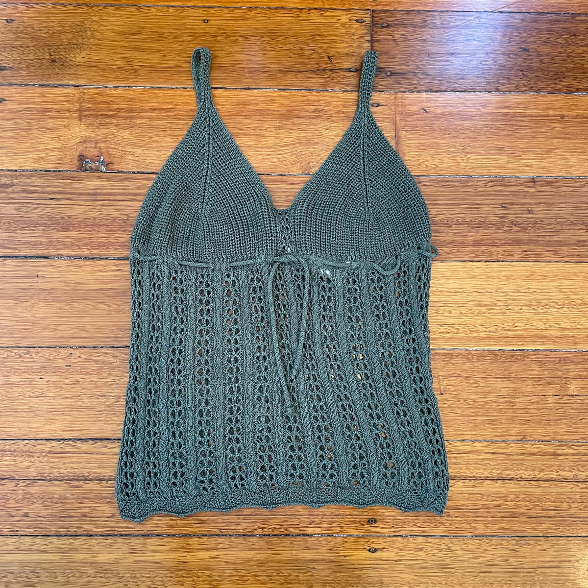 khaki crochet cami