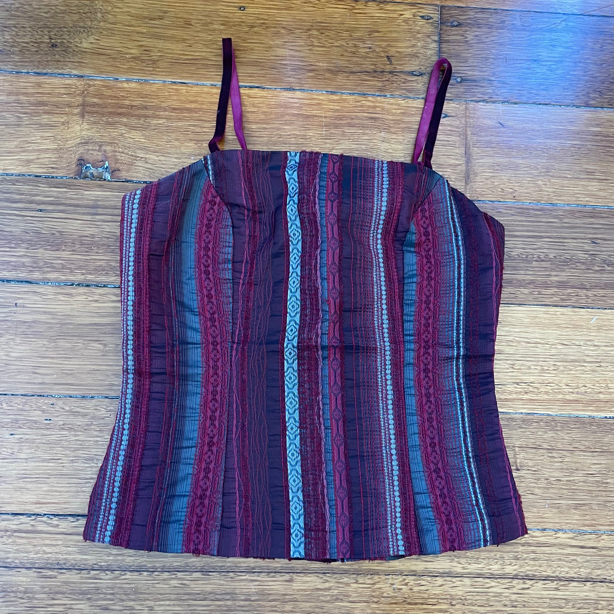 red textured stripe cami