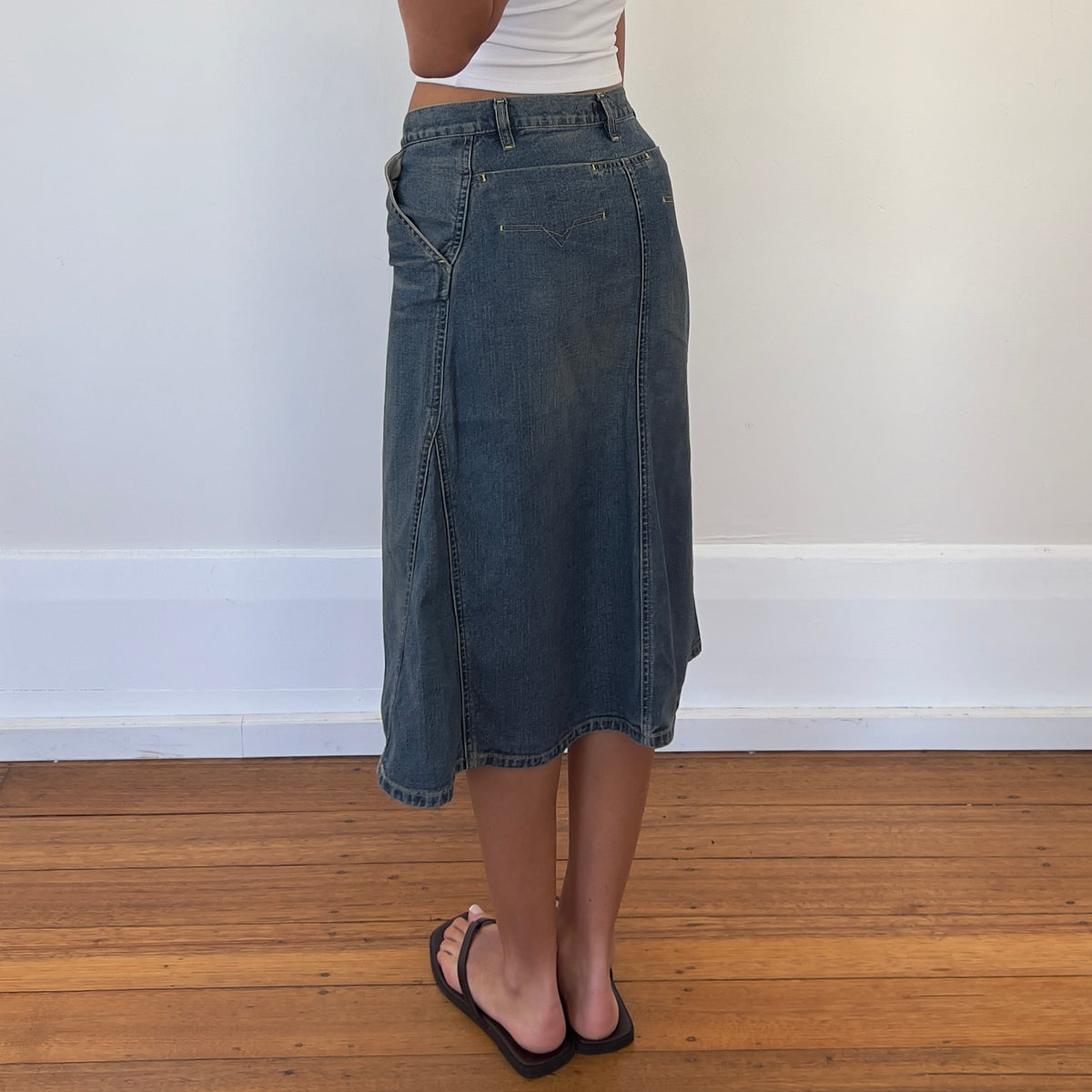 denim midi skirt