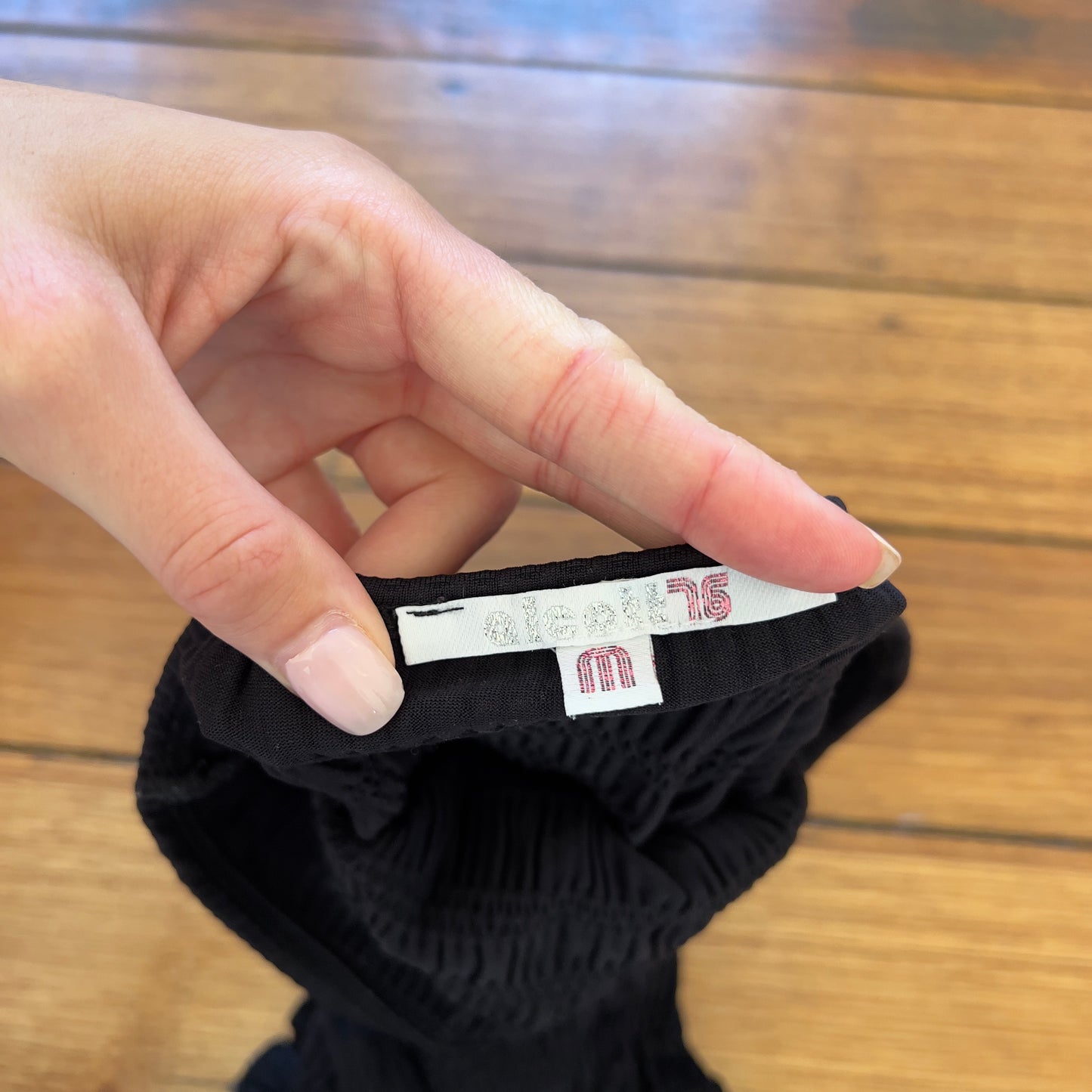 black ruched strapless top