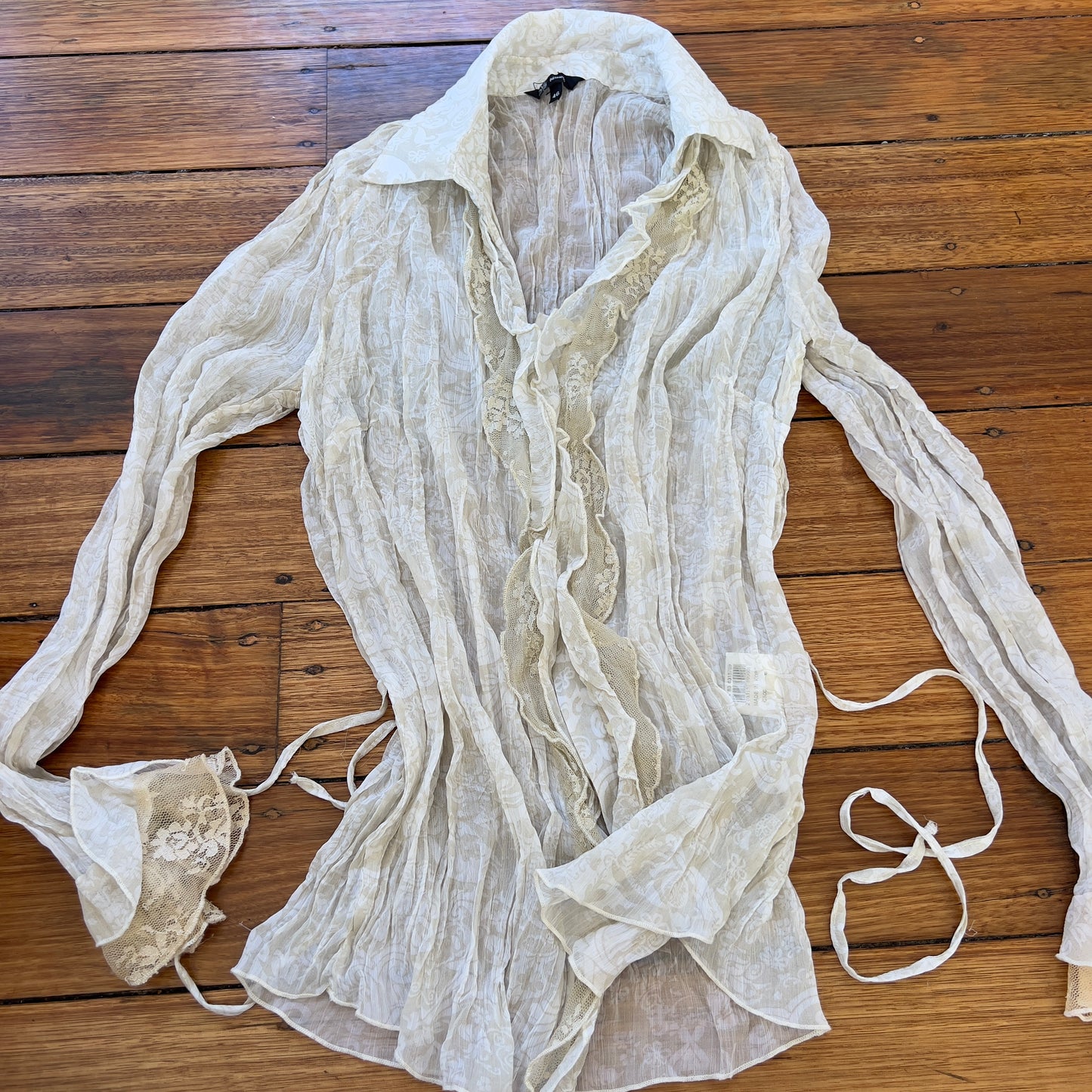 cream sheer lace blouse