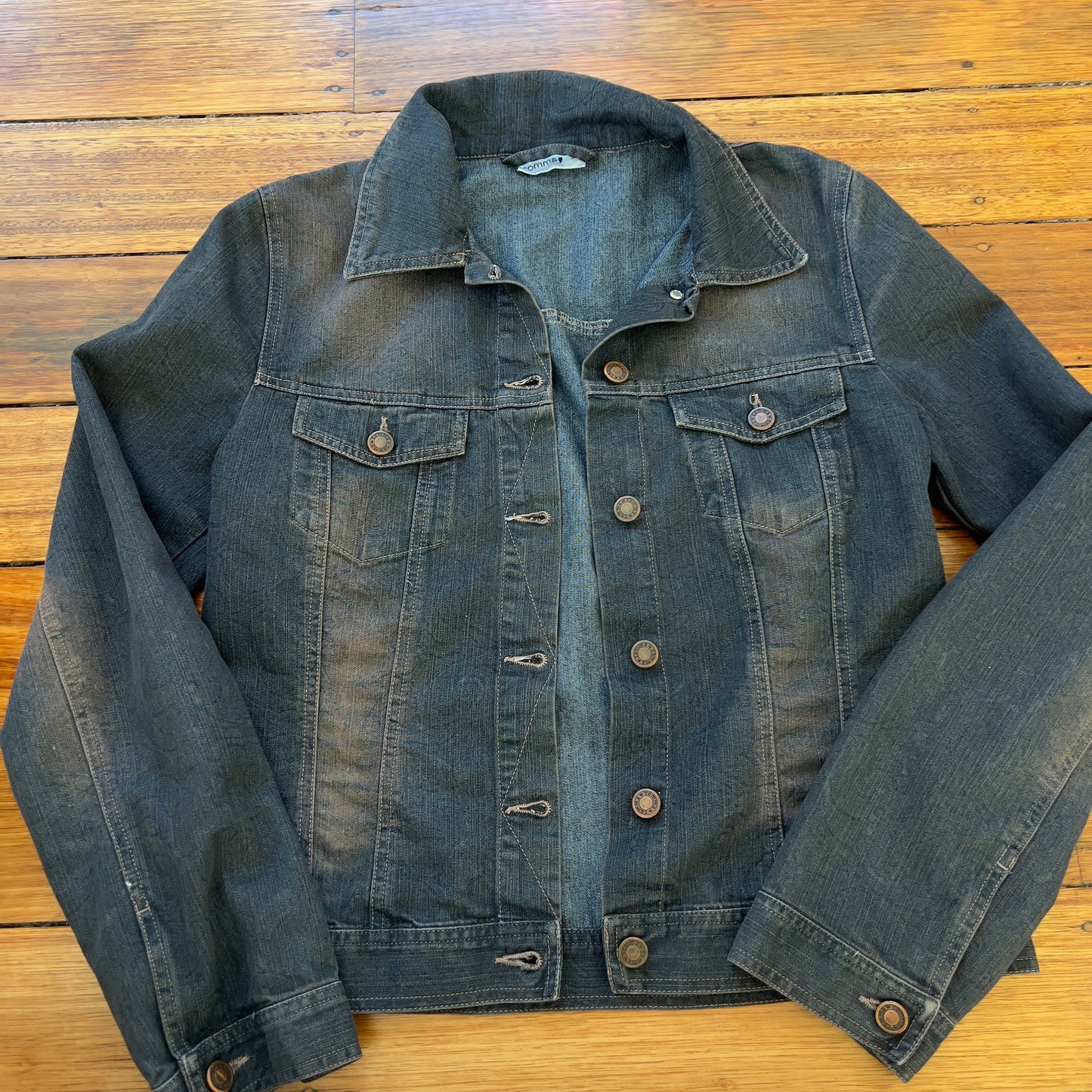 dark denim button up jacket