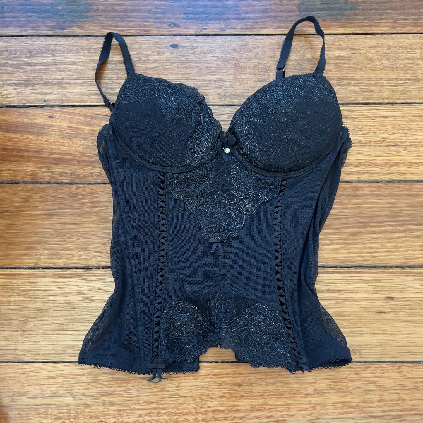 black mesh lace corset