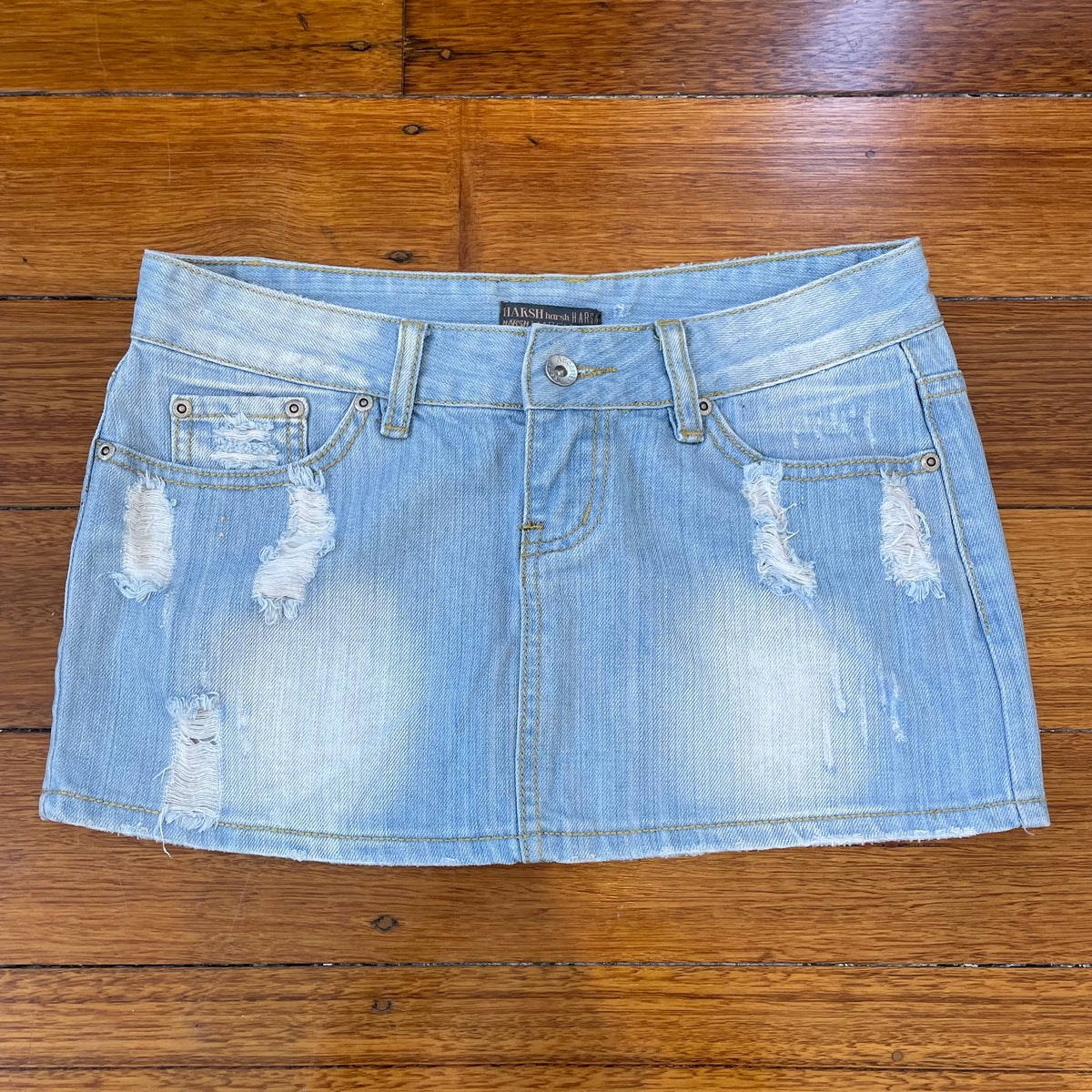 light denim mini skirt