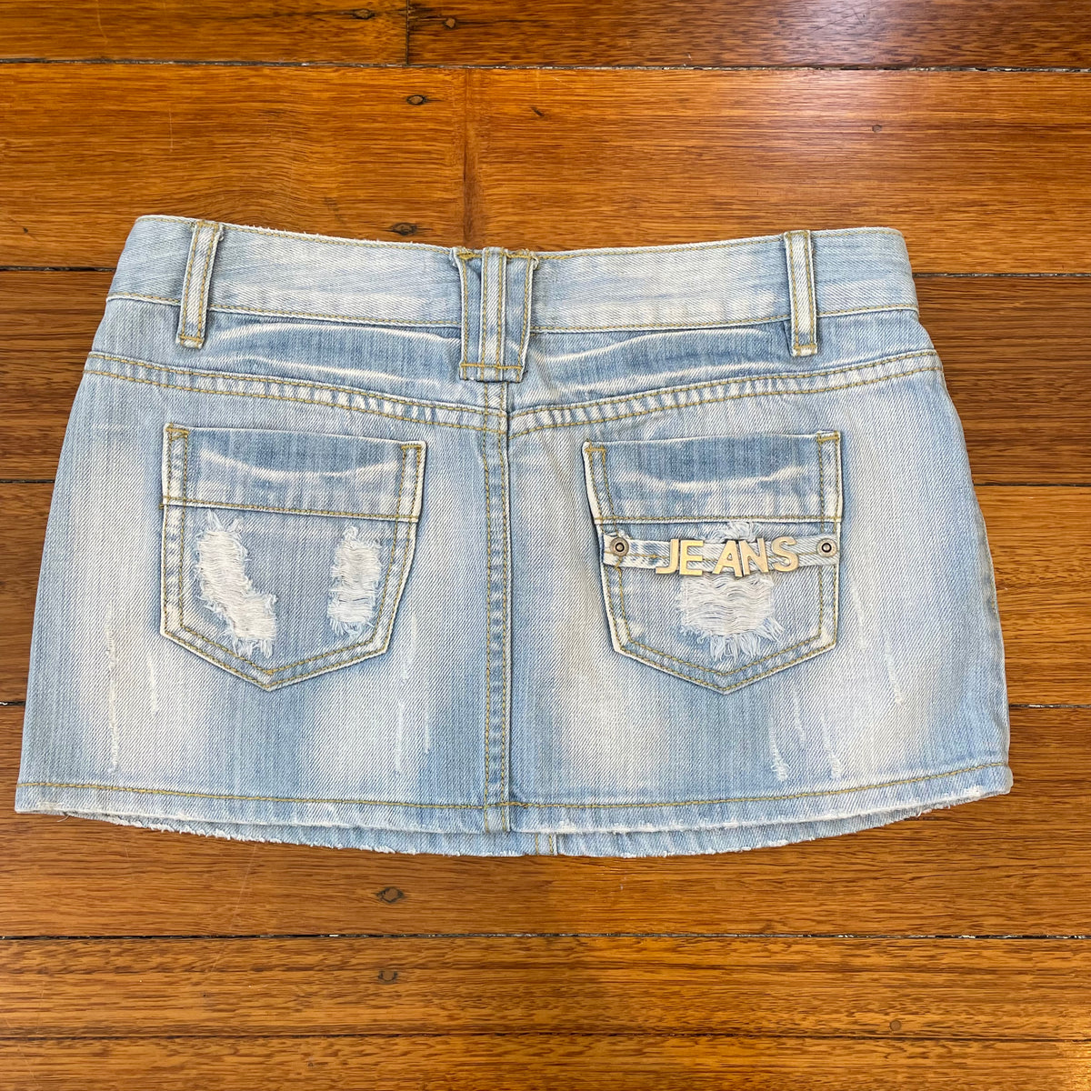 light denim mini skirt