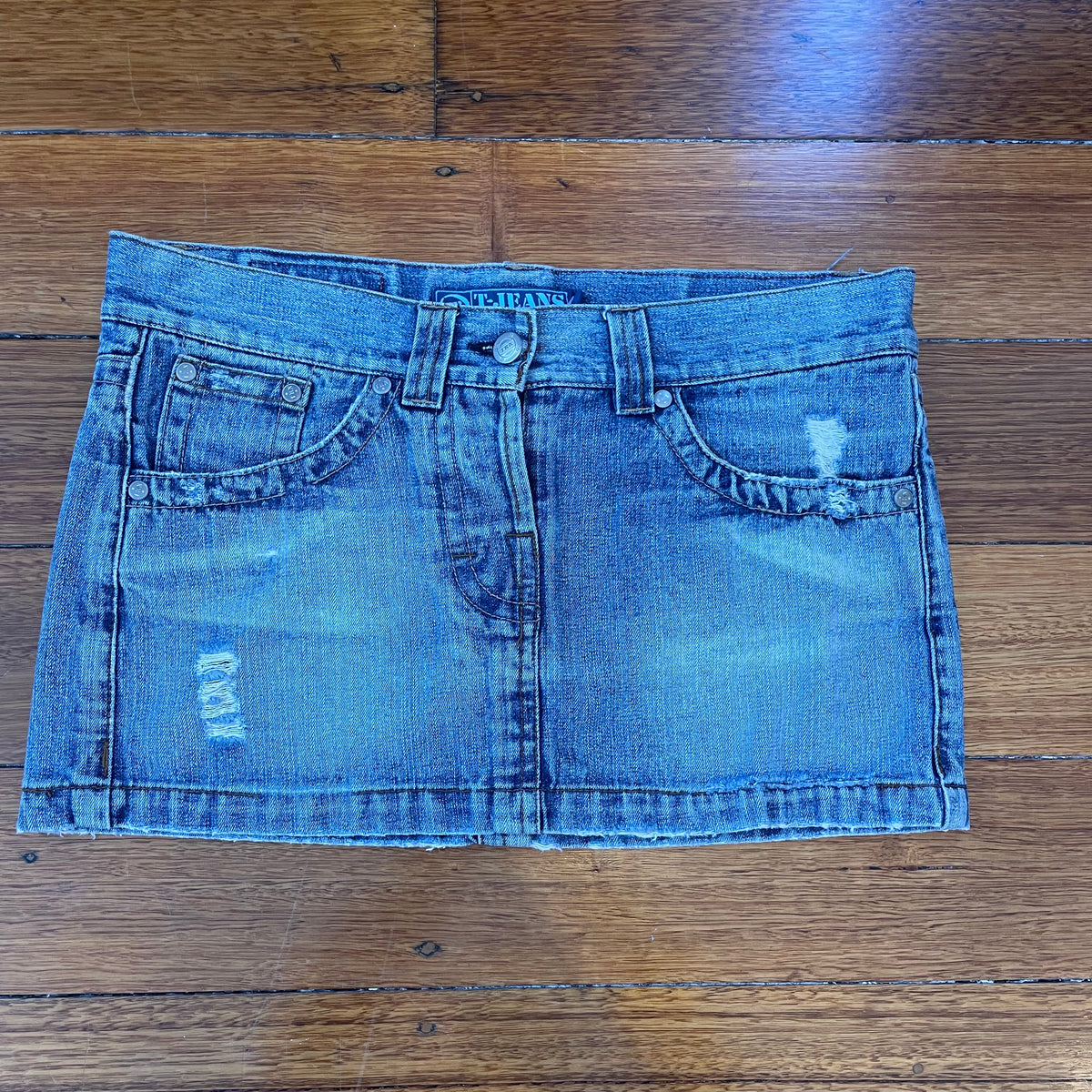 denim mini skirt
