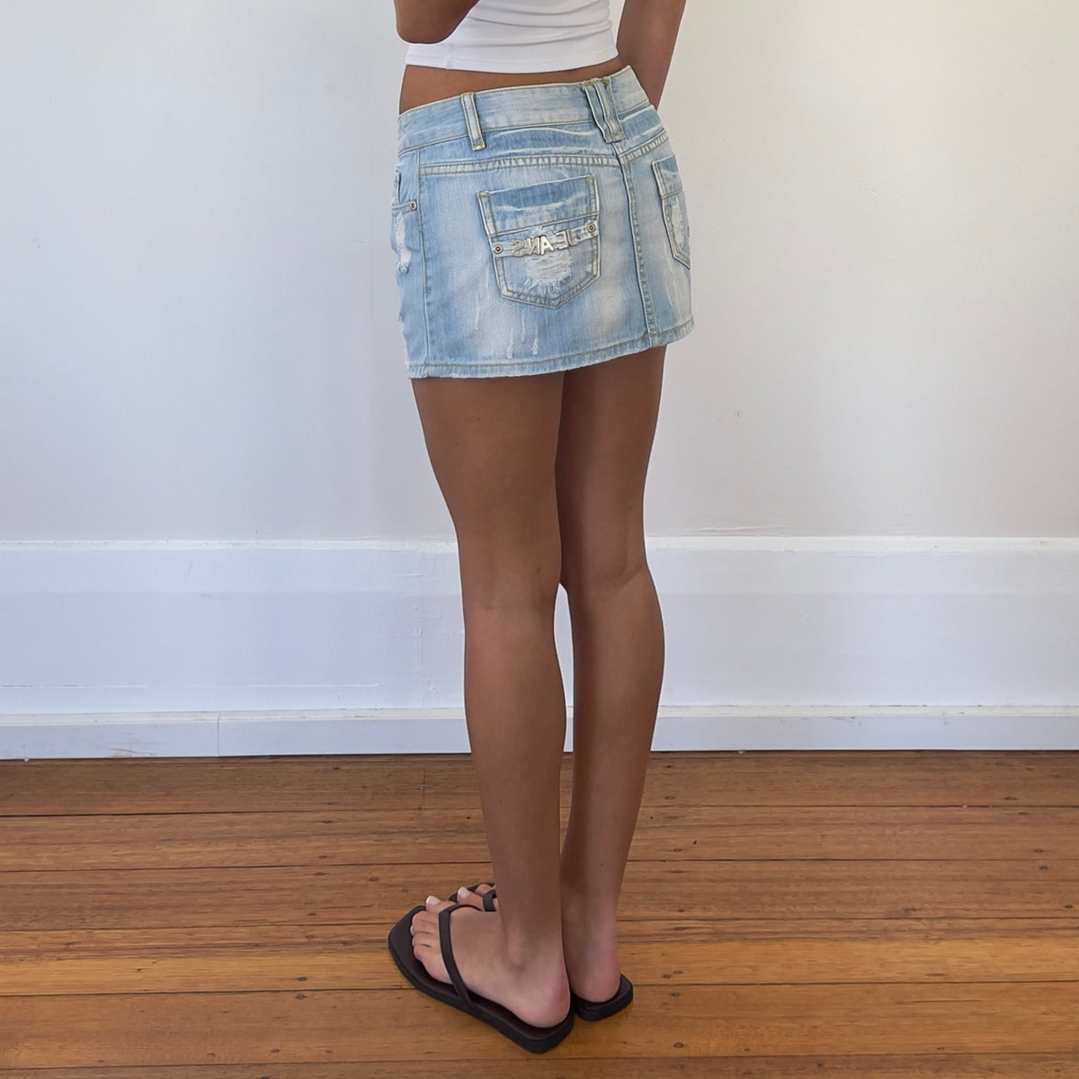 light denim mini skirt
