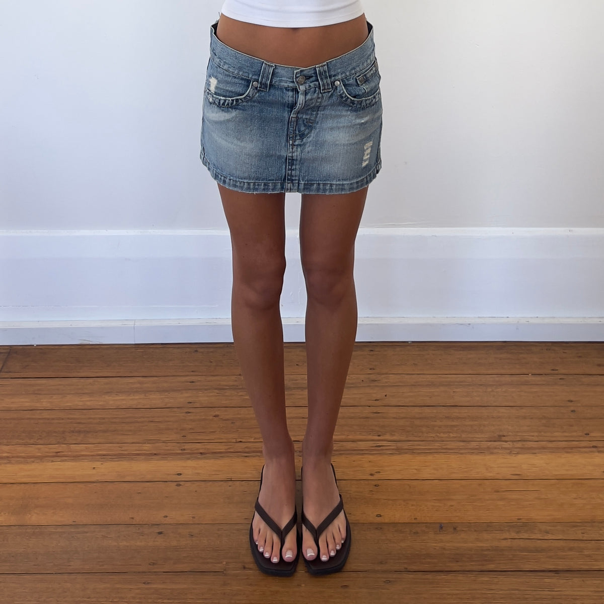 denim mini skirt