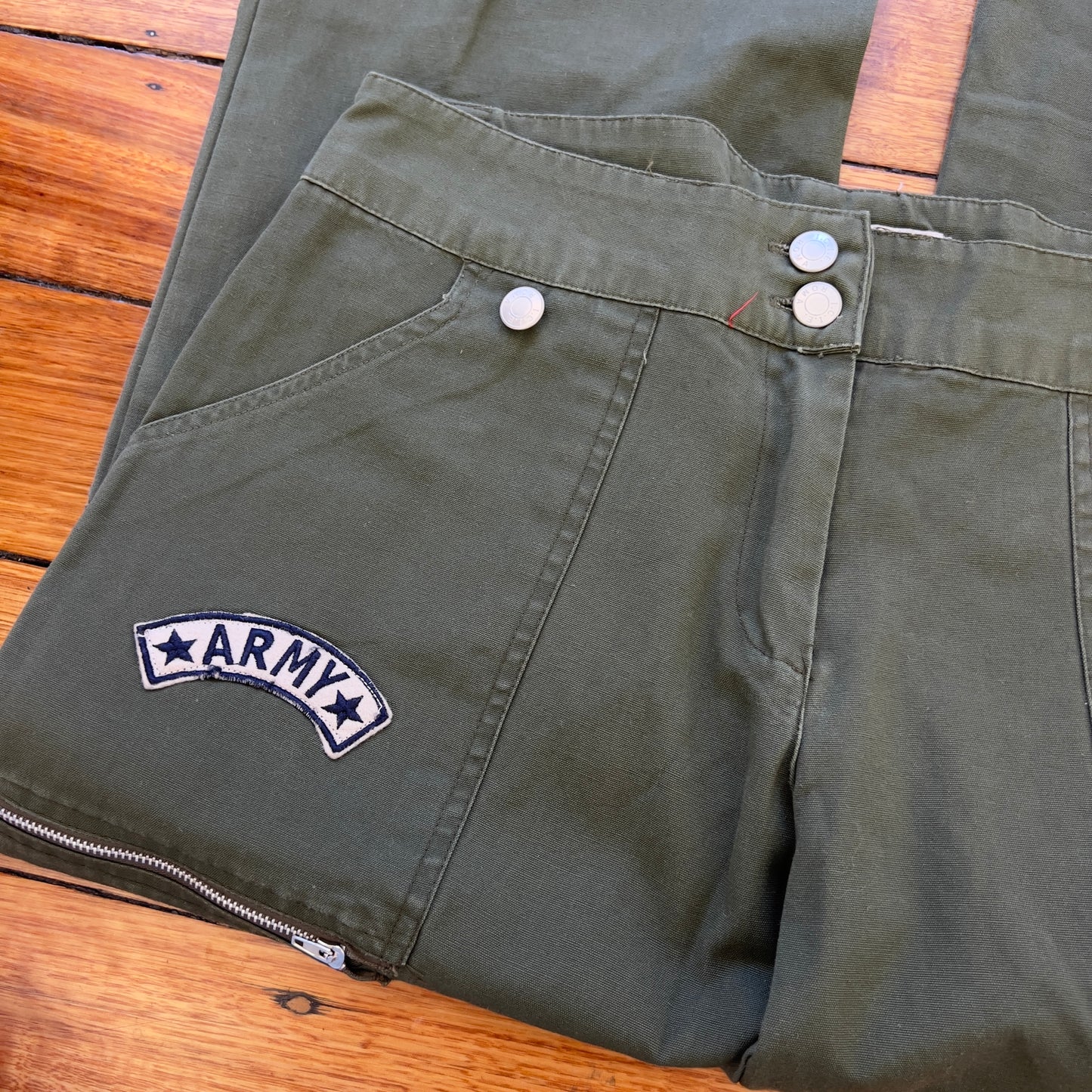 khaki army style cargo pants