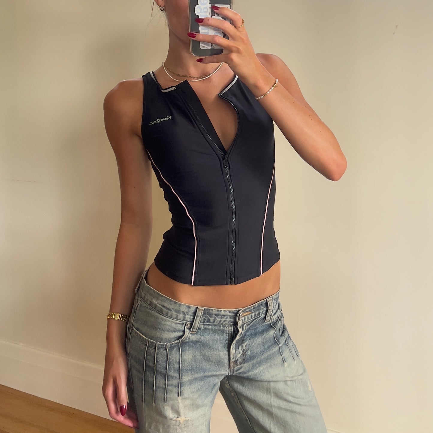 2000s zip-up sports tank