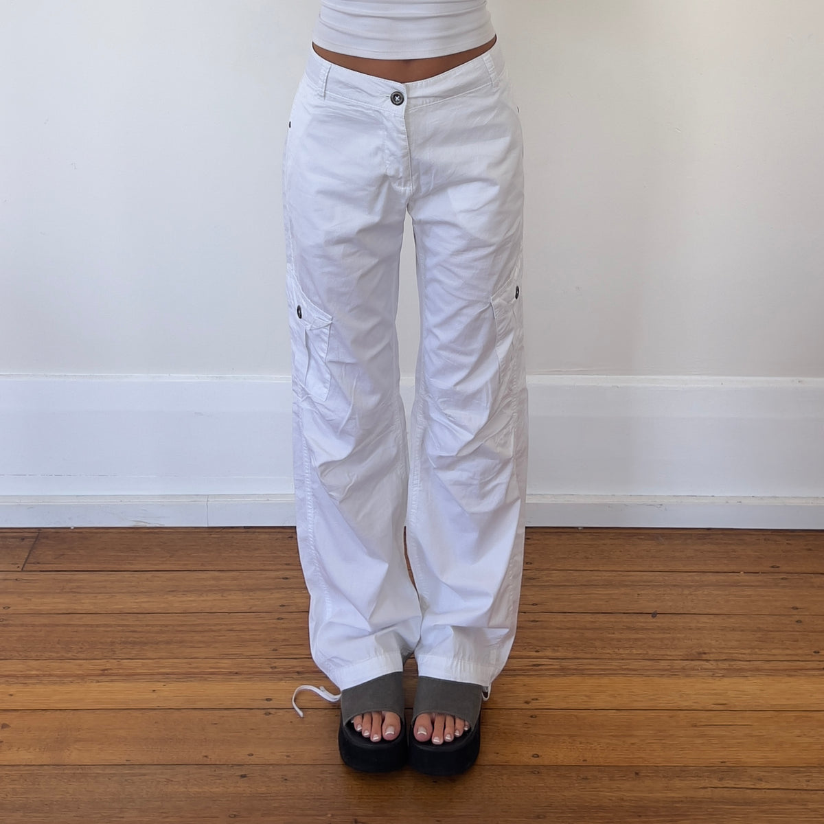 white baggy cargo pants