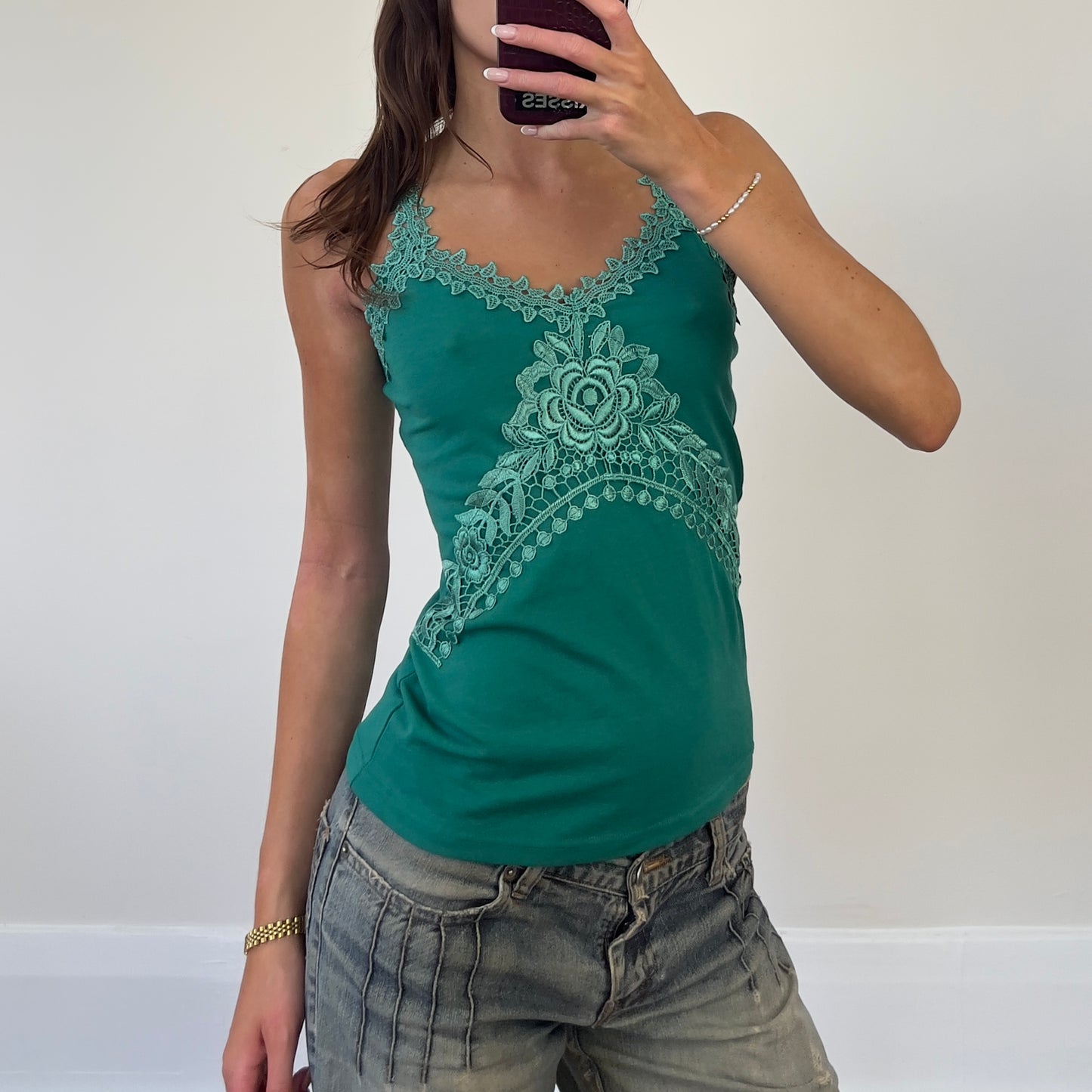 teal lace cami