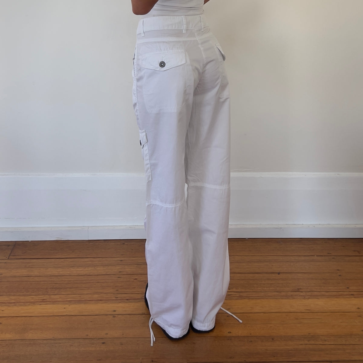 white baggy cargo pants
