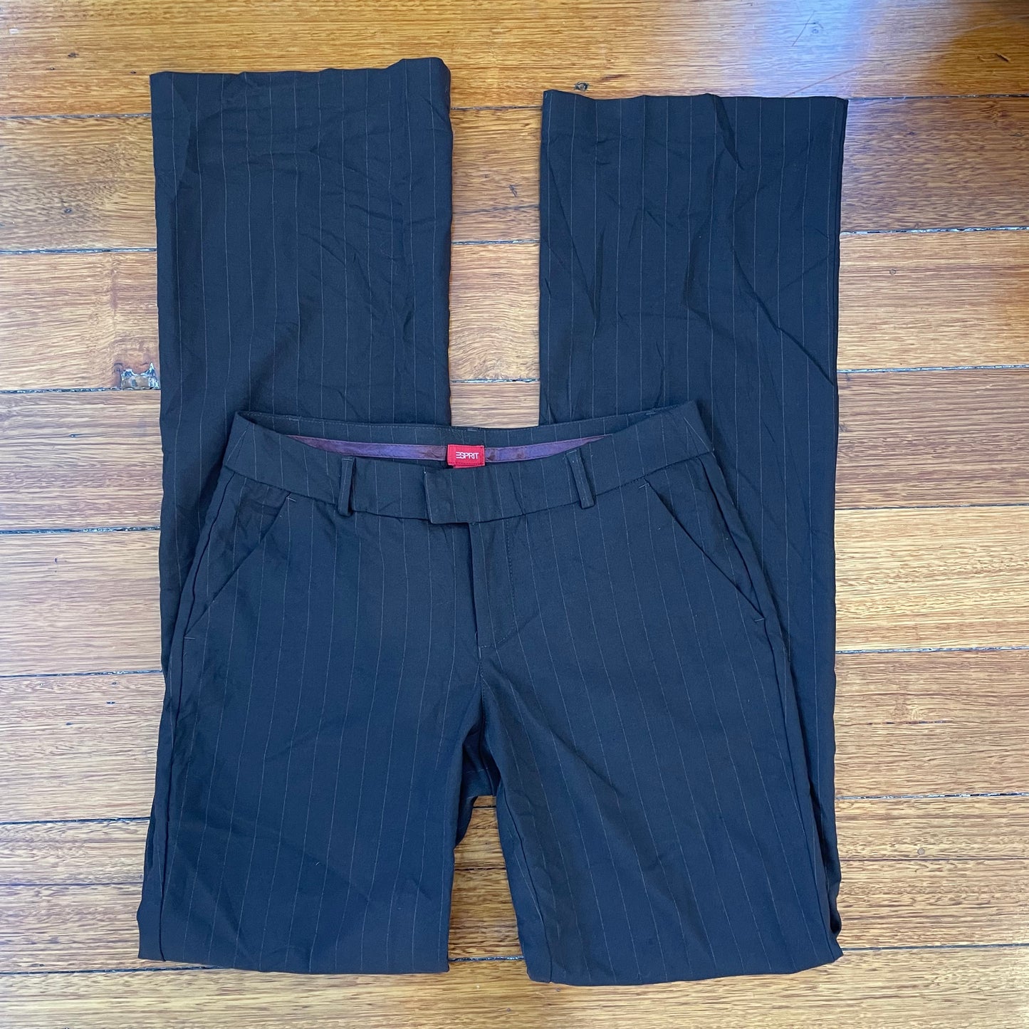 brown pinstripe trousers