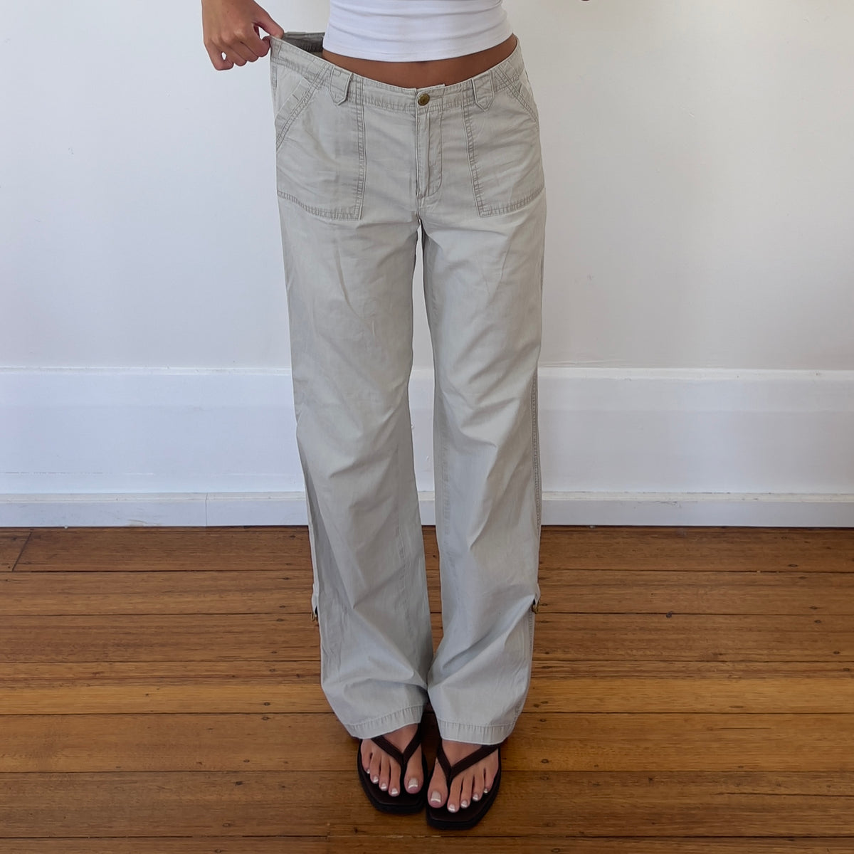 beige cotton pants