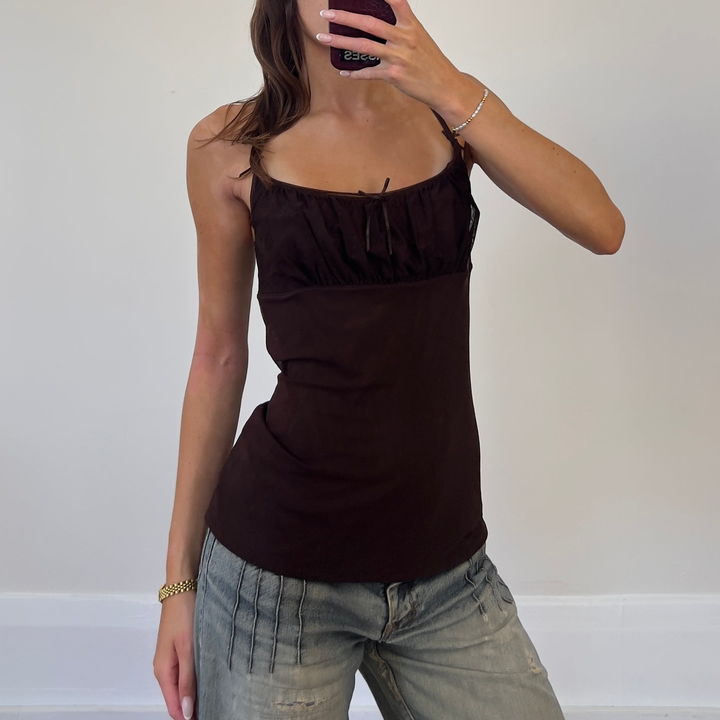 brown mesh cami