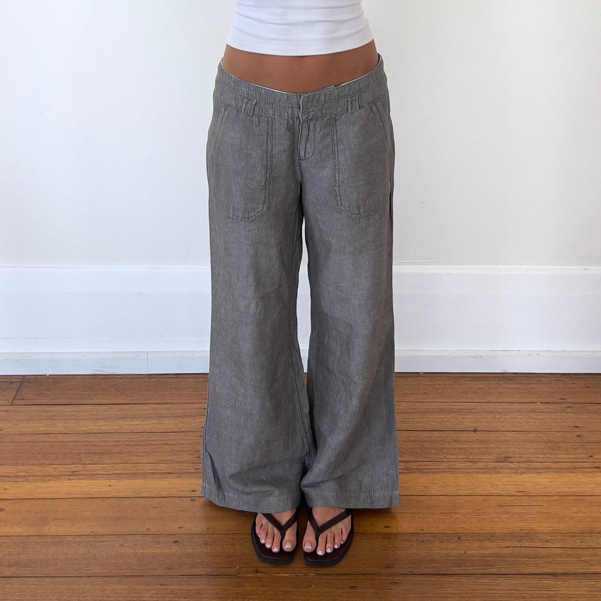 grey wide leg pants