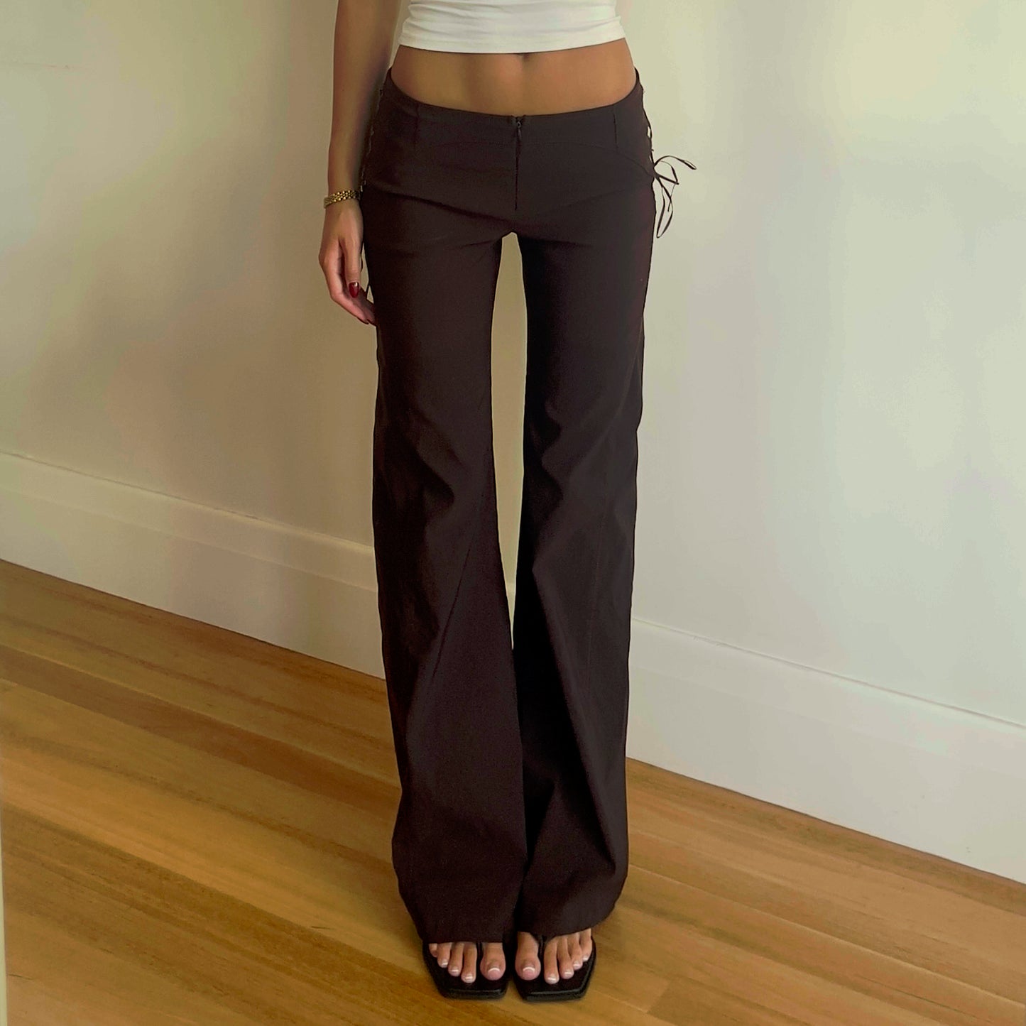 90s brown lace up pants