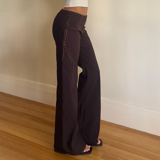 90s brown lace up pants