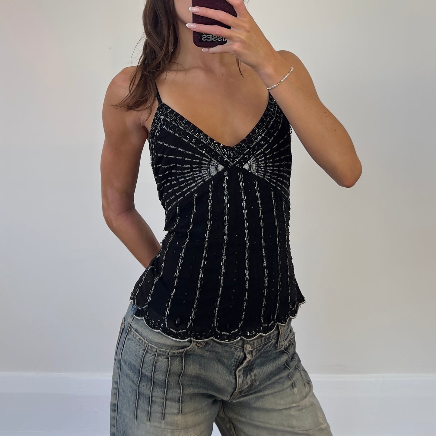 black beaded cami
