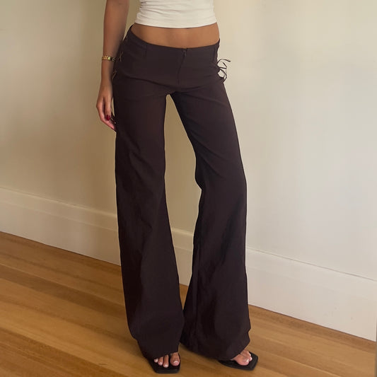 90s brown lace up pants