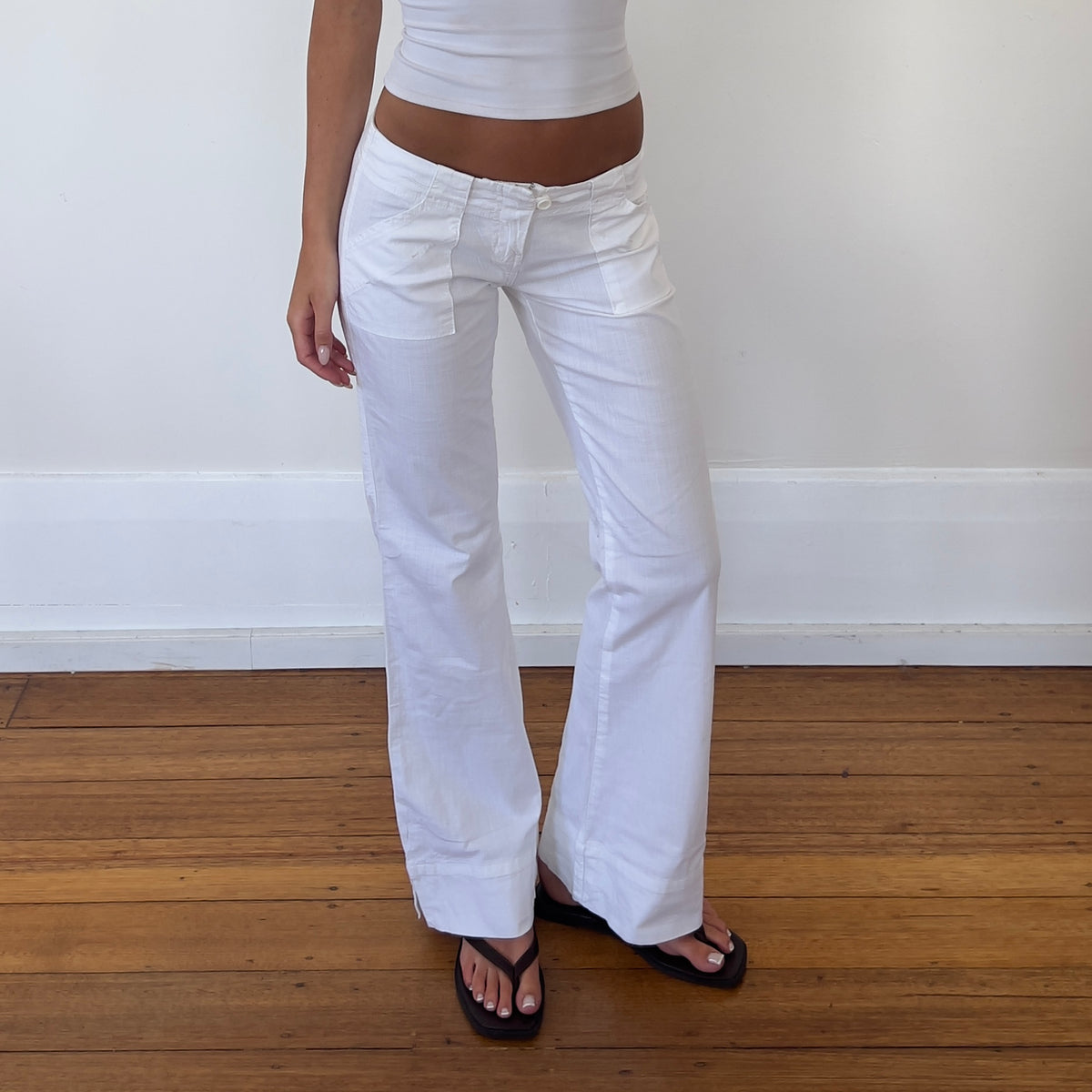 white cotton pants